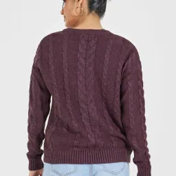 Styli Purple Self Pattern Sweater image 2
