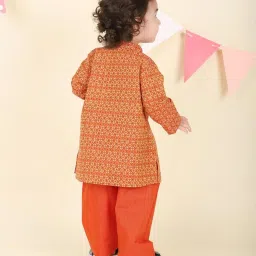Fabindia Boys Rust Printed Kurta Set image 2