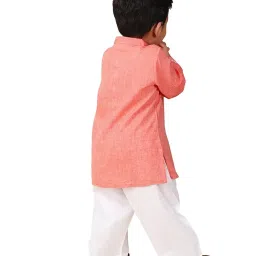Fabindia Kids Red Textured Full Sleeves Kurta with Pyjamas image 2
