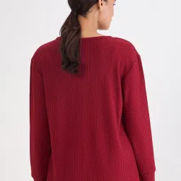 FEMMELLA Red Viscose Solid T-Shirt image 2