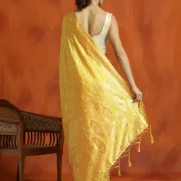 Jaipur Kurti Yellow Woven Saree With Unstitched Blouse image 2