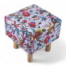 Ikiriya Verona Printed Brown & Blue Wood Stool image 2
