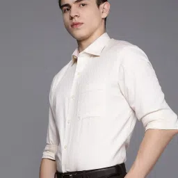 louis philippe Men Cream Classic Fit Print Full Sleeves Formal Shirt image 2