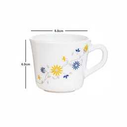 Cello White & Yellow Floral Printed Opalware Glossy Mugs Set of Cups and Mugs image 4