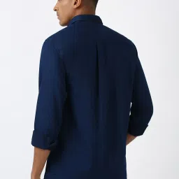 Peter England Navy Cotton Slim fit Solid Casual Shirt image 2