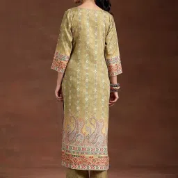 Libas Yellow Printed Straight Kurta image 2
