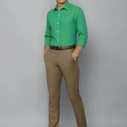 Louis Philippe Green Regular Fit Cotton Linen Shirt image 5