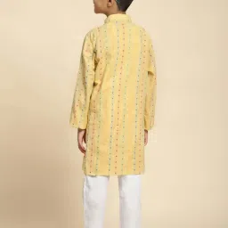 Pro-Ethic Style Developer Boys Yellow Cotton Printed Full Sleeves Kurta Sets image 2