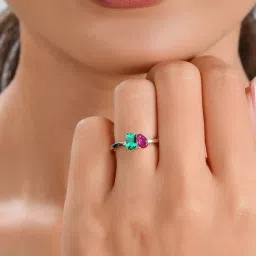 Ornate Jewels 925 Silver Pear Red Ruby Adjustable Ring for Women image 2