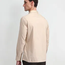 Arrow Beige Cotton Slim Fit Striped Shirt image 2