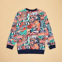 Pantaloons Junior Boys Spicy Orange Printed Sweatshirt image 2
