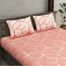 JaipurFabric Dark Pink Pure Cotton 180 TC Minimalism King Size Bedsheet with 2 Pillow Covers image 2