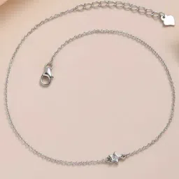 Ornate Jewels 92.5 Pure Sterling Silver American Diamond Flower Adjustable Single Anklet-picture-13