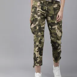 The Roadster Life Co. Women Pure Cotton Camouflage Printed Cargos-picture-37