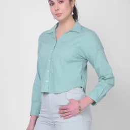 Crimsoune Club Sea Green Slim Fit Shirt-image-32