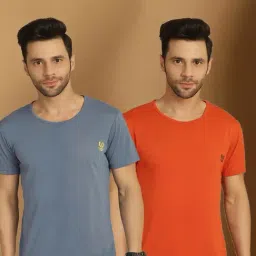 Vimal Jonney Grey & Orange Regular Fit T-Shirt-picture-21