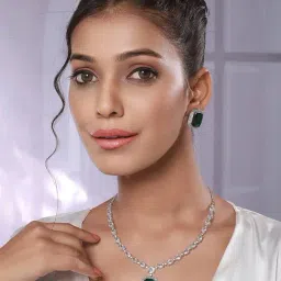Aatmana Green Cz Stone Necklace Set-image-46