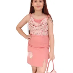 Cutecumber Girls Rust Regular Fit Embellished Dress image 2