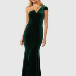 Forever New Hunter Green Polyester Fitted Gown-image-40
