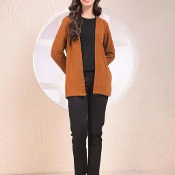 Crimsoune Club Brown Polyester Regular Fit Self Shrugs and Cardigans image 5