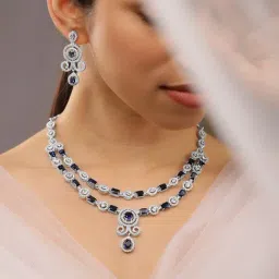 Rubans Rhodium Plated Blue Set for Women-picture-29