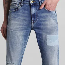 Jack & Jones Men Slim Fit Low-Rise Mildly Distressed Heavy Fade Stretchable Jeans image 5