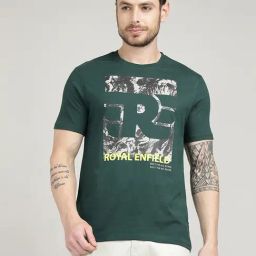 Royal Enfield Green Solid Short Sleeves T-Shirt-picture-31