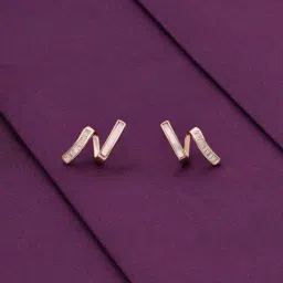 Kai Jewel Crystal Zigzag Casual Sterling Silver Rose Gold Stud Earrings-picture-39