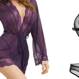 GuSo Shopee Women Purple Nylon Baby Dolls-picture-16