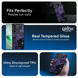 QRIOH Unisex Vivo T4x 5G Floral Shockproof Glass Back Case image 4