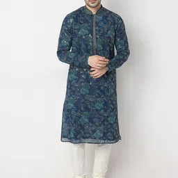 Ethnicity Ethnic Motifs Printed Sequined Mandarin Collar Straight Kurta With Churidar-image-56