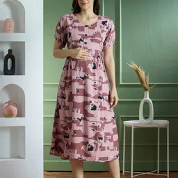 NIGHTSPREE Print Maternity A-Line Midi Dress-image-91