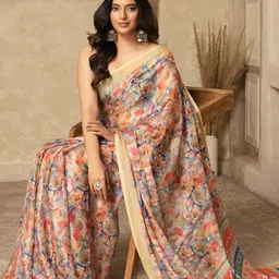 Sangria Floral Printed Super Soft Saree With Unstitched Blouse-image-52