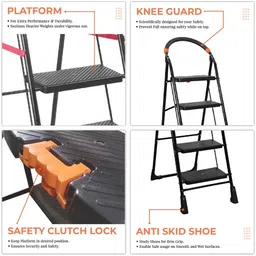 Homlix Red & Black Textured 6-Step Foldable Step Ladder image 3