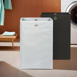 Kuber Industries Black & Grey 2 Pieces Foldable Laundry Bag With Holding Rings- 80Ltr image 2