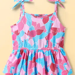 Pine Kids Cotton Knit Sleeveless Top With Floral Print - Pink & Blue-image-75