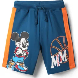 Pine Kids Disney Terry Knit Knee Length Shorts with Cut & Sew Design & Mickey Mouse Print - Navy Blue & Orange-picture-36