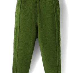 Babyhug Knit Full Length Solid Colour Fleece & Woollen Pant -Green image 1