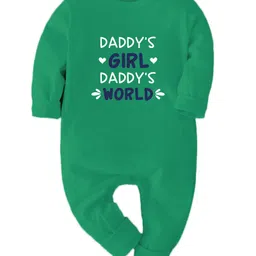 Zeezeezoo 100% Cotton Knit Family Theme Full Sleeves Daddys Girl Daddys World Text Printed Romper - Green-picture-10