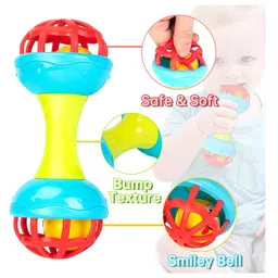 YAMAMA Baby Rattle Teething Toys for New Born Babies and Kids Set of 2 - Multicolour image 2