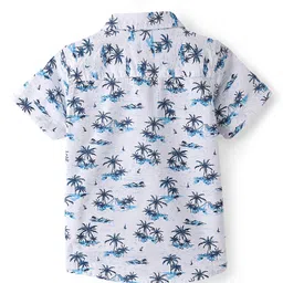 Babyhug 100%  Cotton Woven Half Sleeves Regular Collar Shirt Beach Theme Print - White image 2