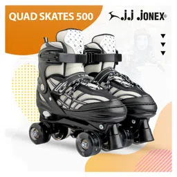 JJ JONEX Unisexyouth Quad 500 Adjustable Roller Derby Wheel Led : Ideal for Beginners to Intermediates, Indoor & Outdoor Fun for All Ages with Bag, Size Large - Black image 2