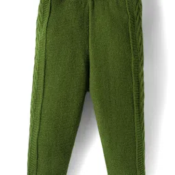 Babyhug Knit Full Length Solid Colour Fleece & Woollen Pant -Green image 2