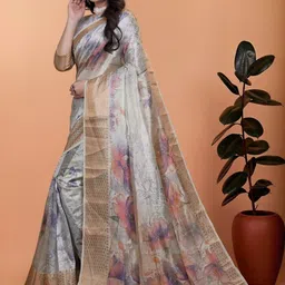 Demure Clothing Co Floral Silk Blend Saree image 4