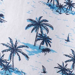 Babyhug 100%  Cotton Woven Half Sleeves Regular Collar Shirt Beach Theme Print - White image 3