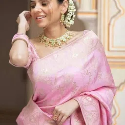 Aman's Impero Ethnic Motifs Woven Design Zari Banarasi Saree image 5