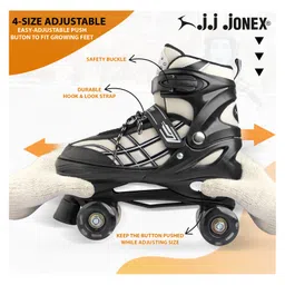 JJ JONEX Unisexyouth Quad 500 Adjustable Roller Derby Wheel Led : Ideal for Beginners to Intermediates, Indoor & Outdoor Fun for All Ages with Bag, Size Large - Black image 5