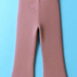 Yellow Apple Knit Full Sleeves Solid Co-Ord Sweatshirt & Lounge Pant Set with Pearl Applique - Rose Gold image 5