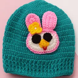 MayRa Knits Hand Knitted Woven Pack Of 2 Animal Designed Crochet Caps - Green & Orange - Circumference 28 Cm image 5