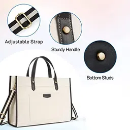 womanix Laptop Tote Bag Canvas Laptop Bag 14 inch Work Shoulder Bags Casual Briefcase Handbag for Travel, Office, College (0042) image 5